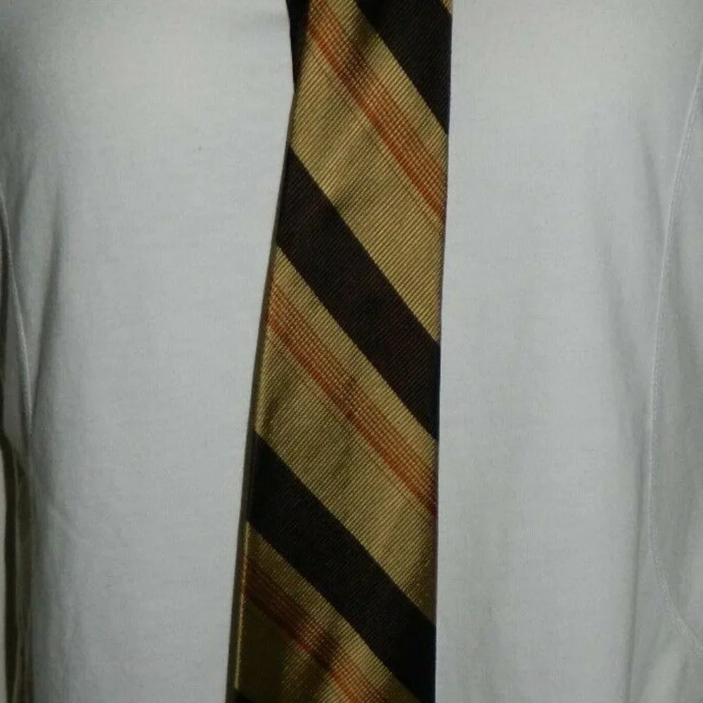 Ascot Cravat Company Men's Beige Brown Stripe Tie